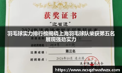 羽毛球实力排行榜揭晓上海羽毛球队荣获第五名展现强劲实力